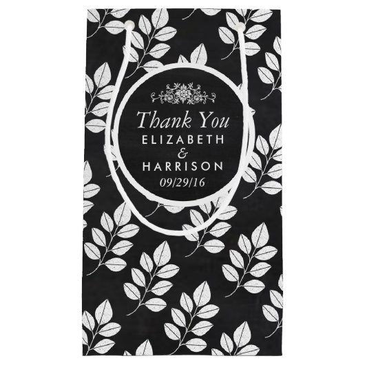 黒板フローラリーフ結婚式の引き出物 スモールペーパーバッグ (正面)