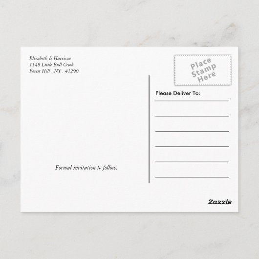 黒板フローラリーフ結婚式の日付を保存 ポストカード (裏面)