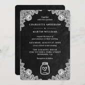 黒板フローラレースメイソンジャー結婚ズ 招待状 (正面/裏面)