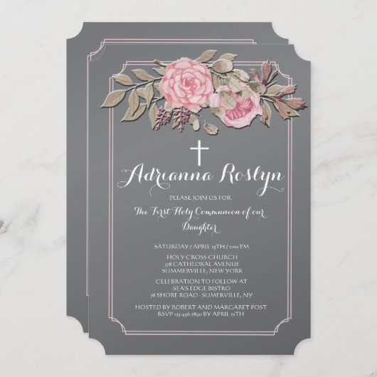 黒板フローラ招待状 招待状 (正面/裏面)