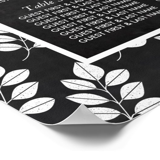 黒板フローラ結婚リーフの座席表 ポスター (角)