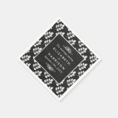 黒板フローラ結婚リーフ スタンダードカクテルナプキン (角)