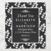 黒板フローラ結婚リーフ ワインラベル (シングルラベル)