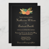 黒板フローラ結婚式招待状 招待状 (正面/裏面)