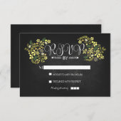 黒板フローラ結婚式RSVPカード 出欠カード (正面/裏面)