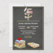 黒板ブックフラワー先生卒業 招待状 (正面)