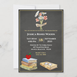 黒板ブックフラワー先生卒業 招待状