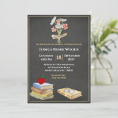 黒板ブックフラワー先生卒業 招待状 (スタンド正面)