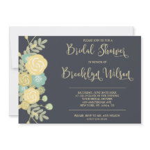 黒板ブライダルシャワー招待状黄色い花