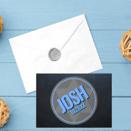 黒板ブルーネームロゴ・デートバー（ユダヤ教の）バル・ミツバー ノートカード