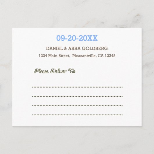 黒板ブルーバー(ユダヤ教の)バル・ミツバー写真保存日 案内ポストカード (裏面)