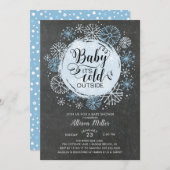 黒板ブルーベビー冷たい外招待状 招待状 (正面/裏面)