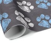 黒板ブルーホワイトポープリント ラッピングペーパー (ロールコーナー)