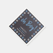 黒板ブルーボーイポープリントベビーシャワー スタンダードカクテルナプキン (角)