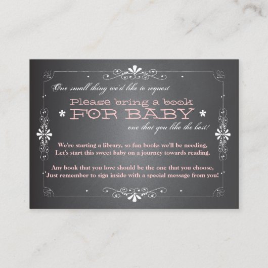 黒板ベビーシャワーブック挿入要求カード エンクロージャーカード (正面)