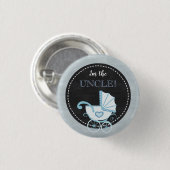 黒板ベビーシャワーブルー私は叔父のボタン 缶バッジ (正面&裏面)