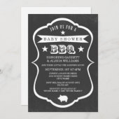 黒板ベビーシャワー招待状/ニュートラル 招待状 (正面/裏面)