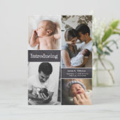 黒板ベビーフォトコラージュ生まれたばかりの紹介 案内状 (スタンド正面)