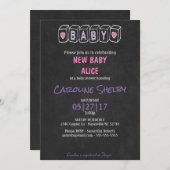 黒板ベビーブロックベビーシャワー招待状 招待状 (正面/裏面)
