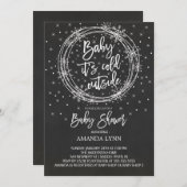 黒板ベビー外のベビーシャワーが冷たい 招待状 (正面/裏面)