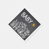 黒板ベビー春スケッチベビーシャワー スタンダードカクテルナプキン (角)