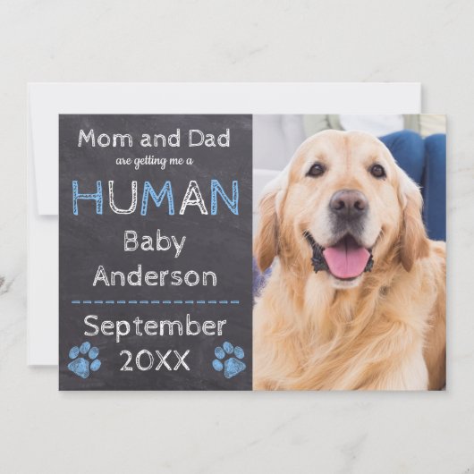 黒板ベビー犬の妊娠のお知らせ 案内状 (正面)