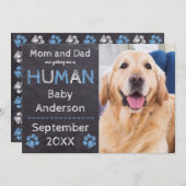 黒板ベビー犬の妊娠のお知らせ 案内状 (正面/裏面)