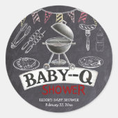 黒板ベビー-Qグリル赤ちゃんシャワー ラウンドシール (正面)