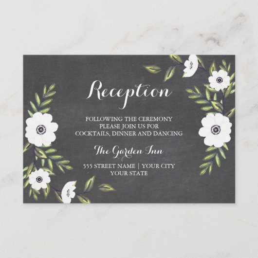 黒板ペイントのハスの花 - 受付カード エンクロージャーカード (正面)