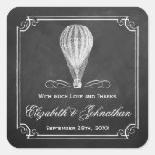黒板ホットエアバルーン結婚のコレクション スクエアシール (正面)