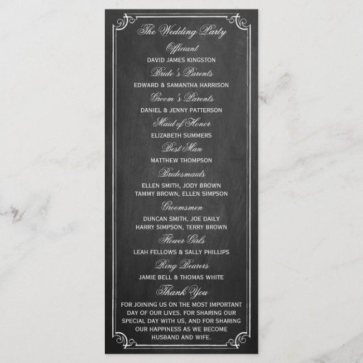 黒板ホットエアバルーン結婚のコレクション プログラム (裏面)