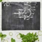 黒板ホワイトチョークシャンデリア キッチンタオル (折り畳み)