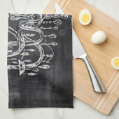 黒板ホワイトチョークシャンデリア キッチンタオル (四つ折り)