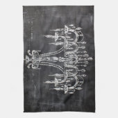 黒板ホワイトチョークシャンデリア キッチンタオル (縦)