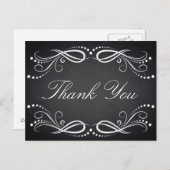 黒板ホワイトフローラヴィンテージ素朴ありがとう ポストカード (正面/裏面)