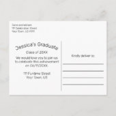 黒板ホワイトレース卒業パーティー招待状 案内ポストカード (裏面)