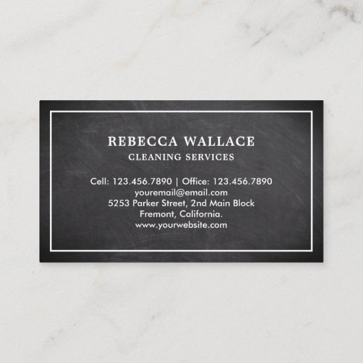 黒板ホワイト掃除機クリーニングサービス 名刺 (裏面)