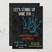 黒板ボウリングパーティー招待状 招待状 (正面/裏面)