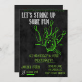 黒板ボーリングパーティの招待状 招待状 (正面/裏面)