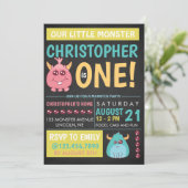 黒板ポスターモンスターバースデーパーティー招待状 招待状 (スタンド正面)