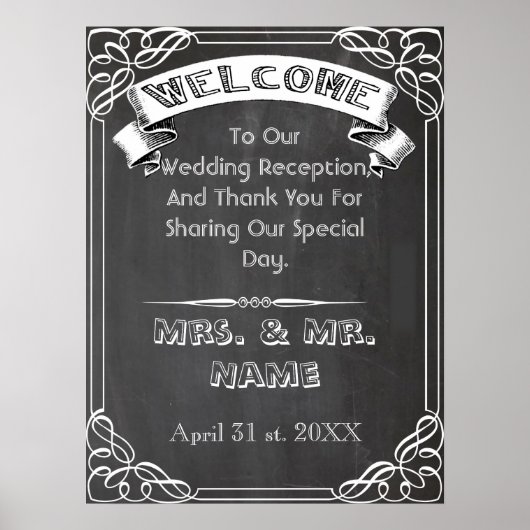 黒板ポスター、黒板結婚ポスター ポスター (正面)