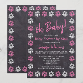黒板ポープリントピンクガール赤ちゃんシャワーbyメール 招待状