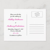 黒板マゼンタボウフォトウェディング日付を保存 案内ポストカード (裏面)