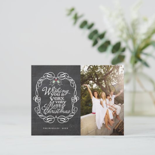 黒板ミスタントリースクリプトメリークリスマスフォト シーズンポストカード (スタンド正面)