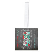 黒板ミスタントーヴィンテージ初めてのクリスマス写真 キューブオーナメント (正面)