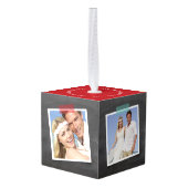 黒板ミスタントーヴィンテージ初めてのクリスマス写真 キューブオーナメント (裏面アングル)