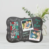 黒板ミスタントーヴィンテージ初めてのクリスマス写真 シーズンカード (スタンド正面)