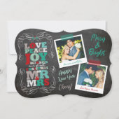 黒板ミスタントーヴィンテージ初めてのクリスマス写真 シーズンカード (正面)