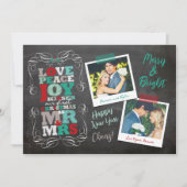 黒板ミスタントーヴィンテージ初めてのクリスマス写真 シーズンカード (正面)