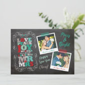 黒板ミスタントーヴィンテージ初めてのクリスマス写真 シーズンカード (スタンド正面)